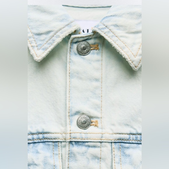 ZARA NEW Women’s Sleeveless Blue Denim Mini Dress Size Small Lapel Collard NWT - Picture 3 of 7